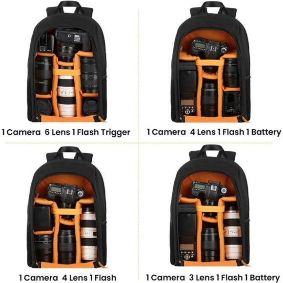 Camera Backpack Waterproof Camera Bag Large Capacity with 15" Laptop Compartment - Picture 2 of 6